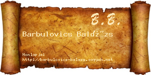 Barbulovics Balázs névjegykártya